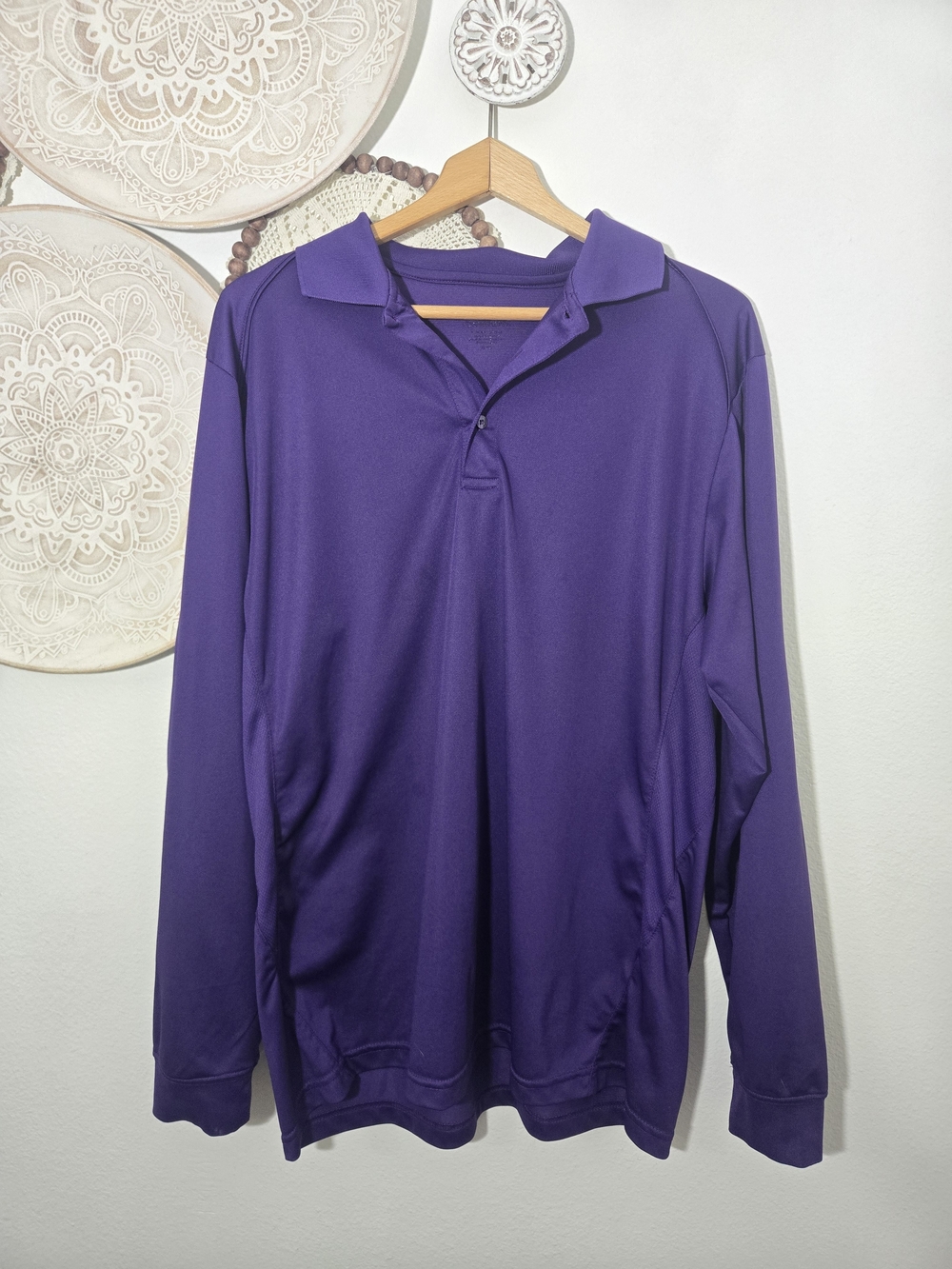 Long-Sleeve Purple Polo Top XL